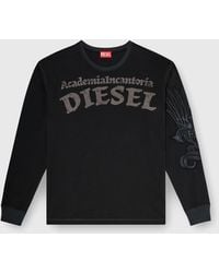 DIESEL - Long-Sleeve T-Shirt With Prints And Patches - Lyst