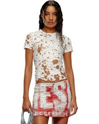 DIESEL - Tulle T-shirt With Destroyed Jersey - Lyst