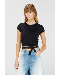 DIESEL - Ribbed T-Shirt With Wrap-Around Laces - Lyst
