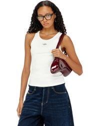 DIESEL - Slim Ribbed Tank Top With Metallic Oval D - Lyst