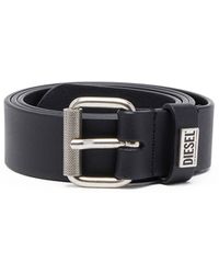 DIESEL - 3.5Cm Leather Belt With Logo Plaque - Lyst