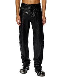 DIESEL - Textured Waxed-leather Pants - Lyst