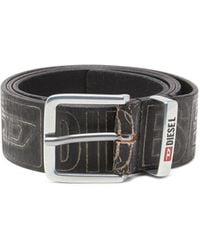 DIESEL - 4 Cm Leather Belt With Logo - Lyst