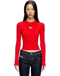 DIESEL - Rib-knit Viscose-blend Top With Oval D - Lyst