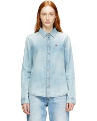 DIESEL - Denim Shirt With Embroidered Logo - Lyst
