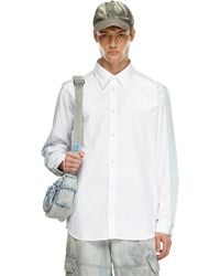 DIESEL - Chemise en popeline de coton et denim - Lyst
