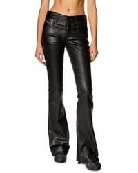DIESEL - Bootcut Pants In Stretch Leather - Lyst