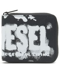 DIESEL - Portafoglio con zip in tessuto stampa logo - Lyst