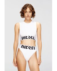 DIESEL - Cropped Tank Top With Cut-Off Logo - Lyst