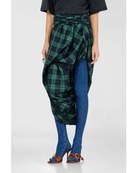 DIESEL - Draped Tartan Midi Skirt With Lace Trim - Lyst