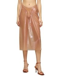 DIESEL - Sheer Midi Skirt In Shiny Coated Tulle - Lyst