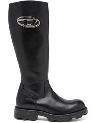 DIESEL - D-Hammer-Leather Knee-High Boots - Lyst
