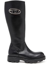DIESEL - D-Hammer-Leather Knee-High Boots - Lyst