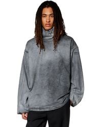 DIESEL - High Neck Sweatshirt In Printed Track Denim - Lyst