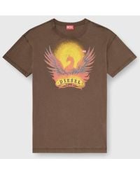 DIESEL - Regular T-Shirt With Phoenix Print - Lyst