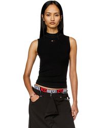 DIESEL - Ribbed Tank Top With Mock Neck - Lyst