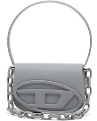 DIESEL - 1dr - Iconic Shoulder Bag In Matte Leather - Shoulder Bags - Woman - Grey - Lyst