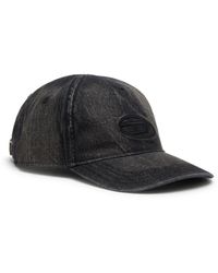 DIESEL - Denim Cap With Frayed Details And Embroidered Logo - Lyst