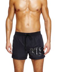 DIESEL - Mid-Length Swim Shorts With Logo Print - Lyst