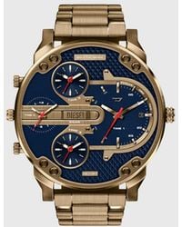 DIESEL - Mr. Daddy Slim Date Antique-Tone Stainless Steel Watch - Lyst