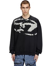 DIESEL - Sweatshirt With Distressed Flocked Logo - Lyst