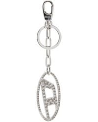 DIESEL - Metal Oval D Keyring With Crystals - Lyst