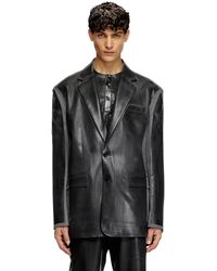 DIESEL - Oversized Blazer With Coated Front - Lyst