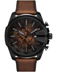 DIESEL - Mega Chief Slim Leather Watch - Lyst