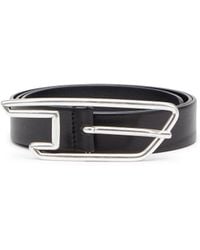DIESEL - 3Cm Leather Belt With D-Logo Buckle - Lyst