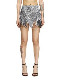 DIESEL - Nylon Mini Skirt With Heraldic Print - Lyst