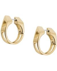 DIESEL - Tone Stainless Steel Hoop Earrings - Lyst