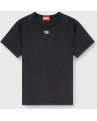 DIESEL - Cotton T-Shirt With Metallic Oval D - Lyst