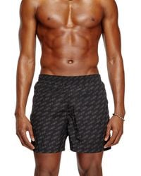 DIESEL - Mid-Length Swim Shorts With All-Over Logo - Lyst