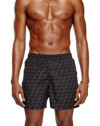 DIESEL - Mid-Length Swim Shorts With All-Over Logo - Lyst