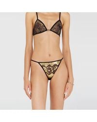 DIESEL - Stretch-Tulle Thong With Metallic Lace Effect - Lyst