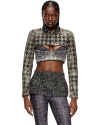 DIESEL - Bolero En Denim Con Tejido De Pata De Gallo - Lyst