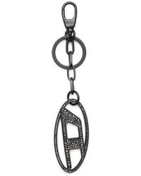 DIESEL - Metal Oval D Keyring With Crystals - Lyst