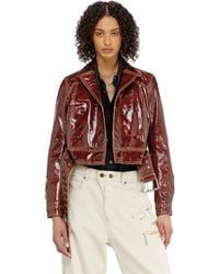DIESEL - Patent-Leather Jacket With Large Belt - Lyst