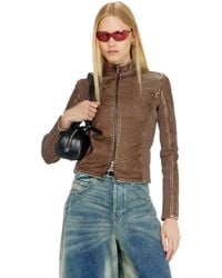 DIESEL - Biker Jacket With Rib-Knit Inserts - Lyst