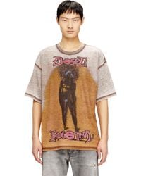 DIESEL - Relaxed T-Shirt With Print And Studs - Lyst