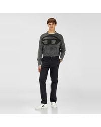 DIESEL - Denim-Effect Jumper With Oval D Logo - Lyst
