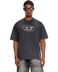 DIESEL - T-shirt sfumata con stampa Oval D - Lyst