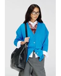 DIESEL - Wool V-Neck Cardigan With Neck Logo - Lyst
