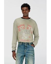 DIESEL - Long-Sleeve T-Shirt With Concert Graphics And Crystals - Lyst