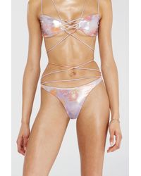 DIESEL - Strappy Metallic Bikini Bottoms With Floral Print - Lyst
