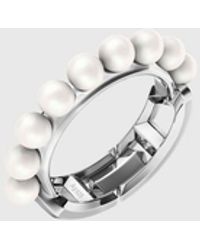 DIESEL - Sterling And Pearl Band Ring - Lyst