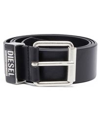 DIESEL - 3.9Cm Leather Belt With Enamelled Logo Loop - Lyst