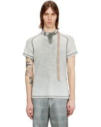 DIESEL - Rib-Jersey Top With Biker Neck Strap - Lyst