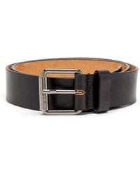 DIESEL - 4Cm Leather Belt With Fifth Pocket Logo Flag - Lyst