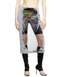 DIESEL - Layered Midi Skirt With Lyrics Print - Lyst